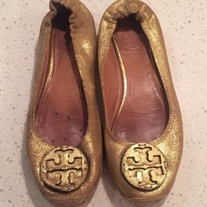 Tory Burch Gold Reva Flats